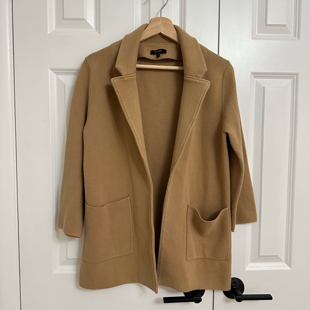 Quince Camel organic cotton Knit Cardigan size small